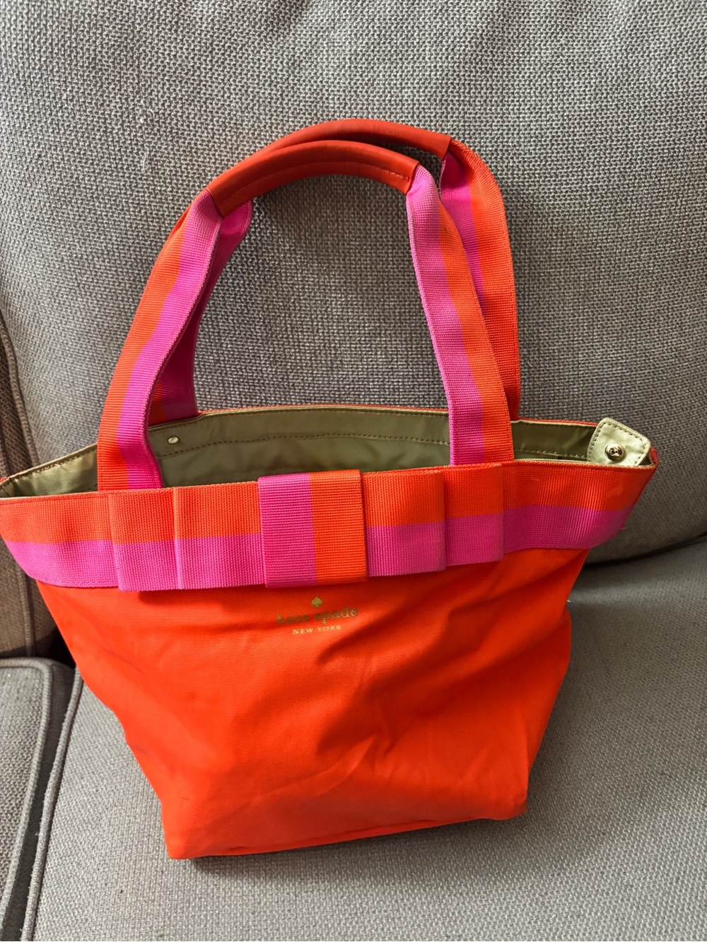 kate spade Orange and Pink Canvas Bow-Trim Tote